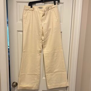 Vintage Fall 2005 Banana Republic Stretch Wide-leg Cream Trousers